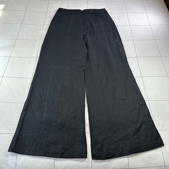 Faithfull the Brand Pants Womens 6 Black Linen Wide Leg Ottavio High Rise Zip Up - Picture 4 of 13